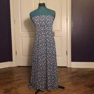 LuLaRoe Blue Printed Maxi Skirt/Dress, XS
